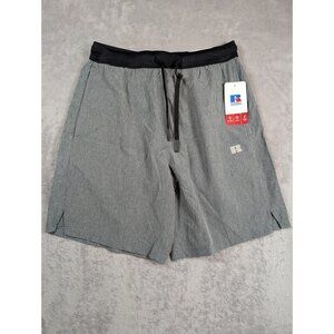 Russell Athletic Men Shorts Medium Gray Stretch Zipper Pocket Performance Active